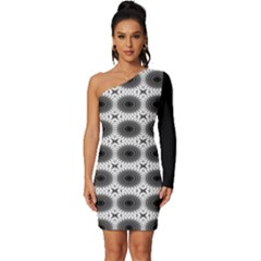 Cosmos Circles Long Sleeve One Shoulder Mini Dress by ConteMonfrey