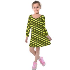 Under My Little Yellow Umbrella Kids  Long Sleeve Velvet Dress