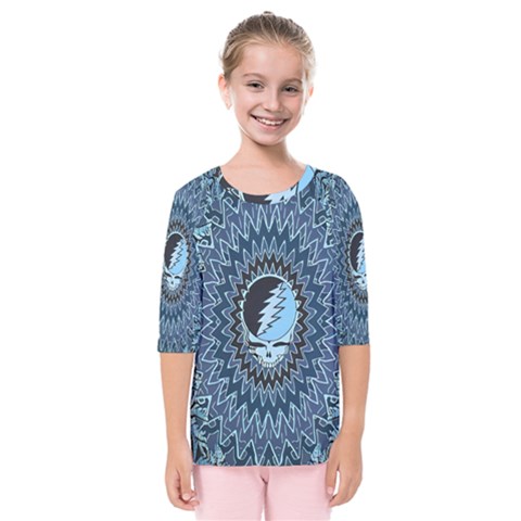 Grateful Dead Butterfly Pattern Kids  Quarter Sleeve Raglan T-shirt by Bedest