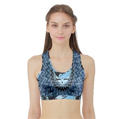 Grateful Dead Butterfly Pattern Sports Bra With Border by Bedest