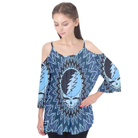 Grateful Dead Butterfly Pattern Flutter Sleeve T-shirt  by Bedest