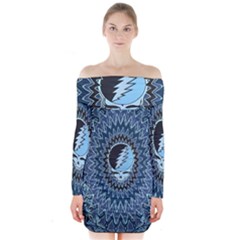 Grateful Dead Butterfly Pattern Long Sleeve Off Shoulder Dress by Bedest