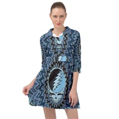 Grateful Dead Butterfly Pattern Mini Skater Shirt Dress