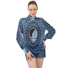 Grateful Dead Butterfly Pattern High Neck Long Sleeve Chiffon Top by Bedest