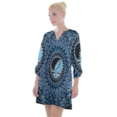 Grateful Dead Butterfly Pattern Open Neck Shift Dress by Bedest