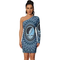 Grateful Dead Butterfly Pattern Long Sleeve One Shoulder Mini Dress by Bedest