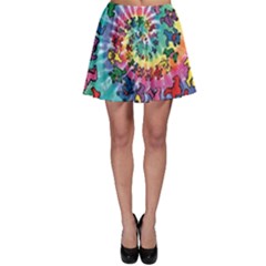 Grateful Dead Bears Tie Dye Vibrant Spiral Skater Skirt by Bedest