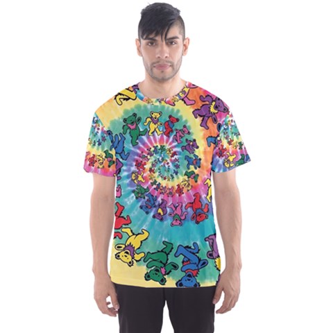 Grateful Dead Bears Tie Dye Vibrant Spiral Men s Sport Mesh T-shirt by Bedest