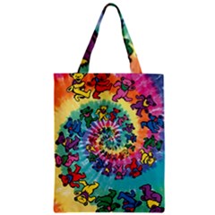 Grateful Dead Bears Tie Dye Vibrant Spiral Zipper Classic Tote Bag by Bedest