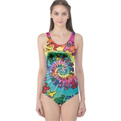 Grateful Dead Bears Tie Dye Vibrant Spiral One Piece Swimsuit by Bedest