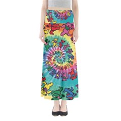 Grateful Dead Bears Tie Dye Vibrant Spiral Full Length Maxi Skirt by Bedest