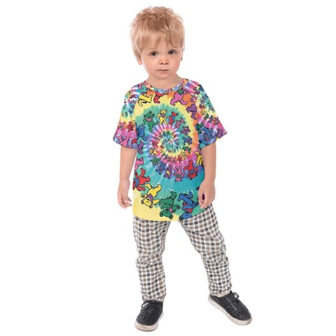 Grateful Dead Bears Tie Dye Vibrant Spiral Kids  Raglan T-shirt by Bedest