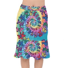 Grateful Dead Bears Tie Dye Vibrant Spiral Short Mermaid Skirt by Bedest