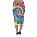 Grateful Dead Bears Tie Dye Vibrant Spiral Velvet Midi Pencil Skirt View2