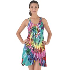 Grateful Dead Bears Tie Dye Vibrant Spiral Show Some Back Chiffon Dress by Bedest