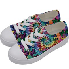 Grateful Dead Bears Tie Dye Vibrant Spiral Kids  Low Top Canvas Sneakers by Bedest