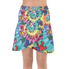 Grateful Dead Bears Tie Dye Vibrant Spiral Wrap Front Skirt by Bedest