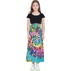 Grateful Dead Bears Tie Dye Vibrant Spiral Kids  Flared Maxi Skirt