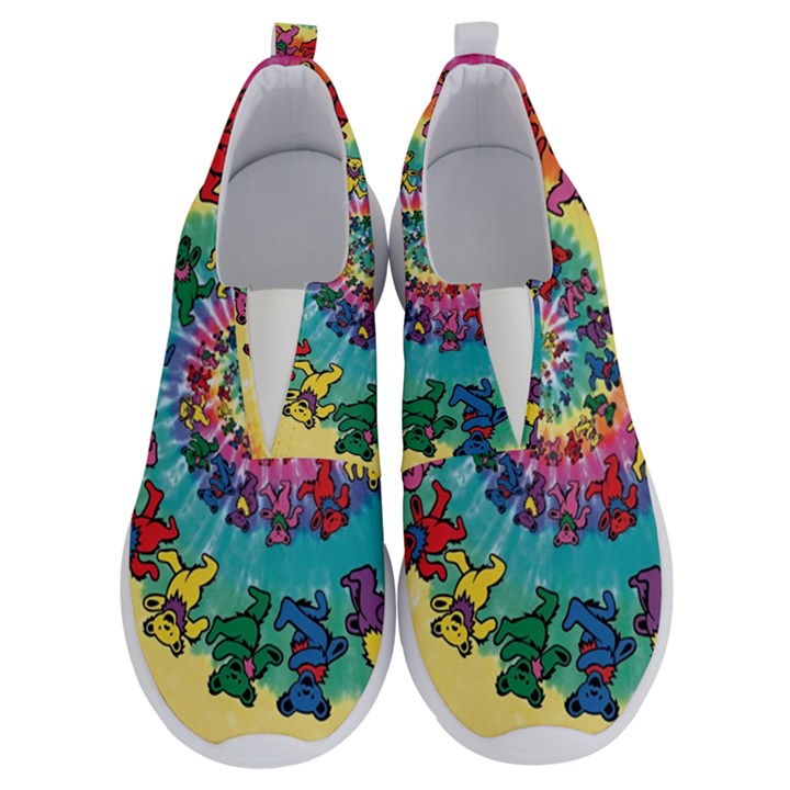 Grateful Dead Bears Tie Dye Vibrant Spiral No Lace Lightweight Shoes