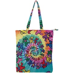 Grateful Dead Bears Tie Dye Vibrant Spiral Double Zip Up Tote Bag by Bedest