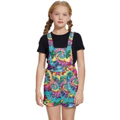 Grateful Dead Bears Tie Dye Vibrant Spiral Kids  Short Overalls by Bedest