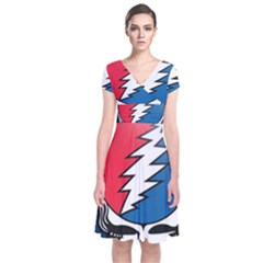 Grateful Dead Big Skull Short Sleeve Front Wrap Dress by Bedest