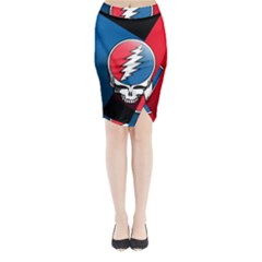 Grateful Dead Big Skull Midi Wrap Pencil Skirt by Bedest