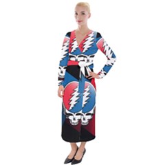 Grateful Dead Big Skull Velvet Maxi Wrap Dress by Bedest