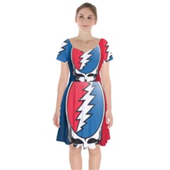 Grateful Dead Big Skull Short Sleeve Bardot Dress by Bedest