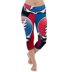 Grateful Dead Big Skull Lightweight Velour Capri Yoga Leggings by Bedest