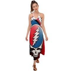 Grateful Dead Big Skull Halter Tie Back Dress  by Bedest