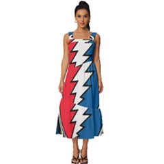 Grateful Dead Big Skull Square Neckline Tiered Midi Dress by Bedest