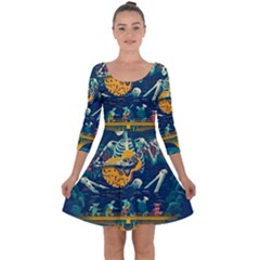 Grateful Dead Singing Skeleton Quarter Sleeve Skater Dress