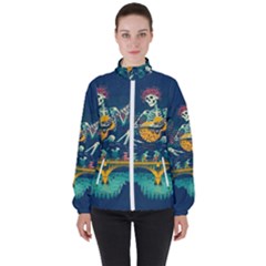 Grateful Dead Singing Skeleton Women s High Neck Windbreaker by Bedest