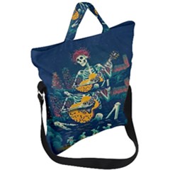 Grateful Dead Singing Skeleton Fold Over Handle Tote Bag by Bedest