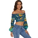 Grateful Dead Singing Skeleton Long Sleeve Crinkled Weave Crop Top View3