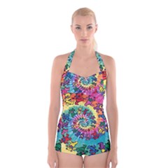 Grateful Dead Artsy Boyleg Halter Swimsuit  by Bedest