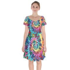 Grateful Dead Artsy Short Sleeve Bardot Dress by Bedest