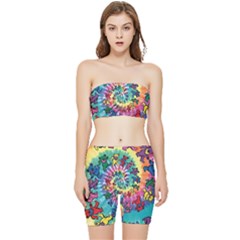 Grateful Dead Artsy Stretch Shorts And Tube Top Set by Bedest