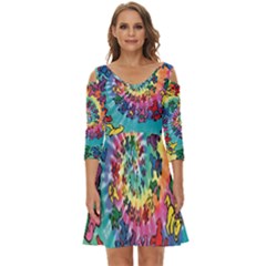 Grateful Dead Artsy Shoulder Cut Out Zip Up Dress by Bedest