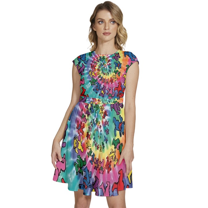 Grateful Dead Artsy Cap Sleeve High Waist Dress