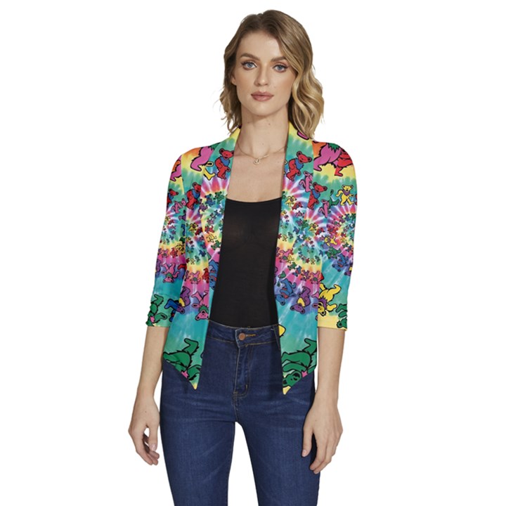 Grateful Dead Artsy Women s Draped Front 3/4 Sleeve Shawl Collar Jacket