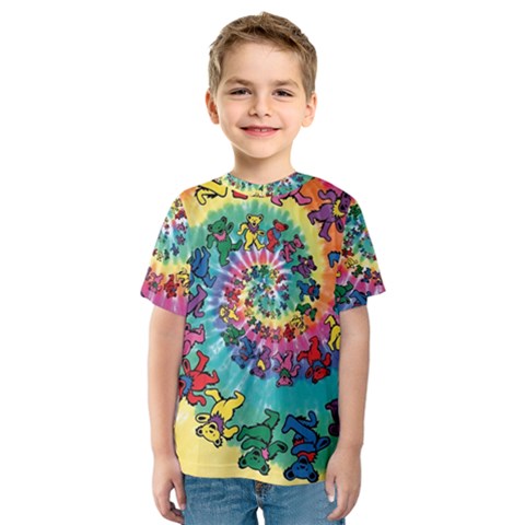 Grateful Dead Bears Tie Dye Vibrant Spiral Kids  Sport Mesh T-shirt by Bedest