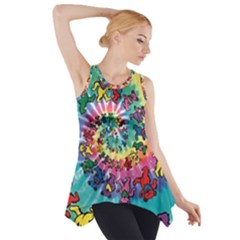 Grateful Dead Bears Tie Dye Vibrant Spiral Side Drop Tank Tunic by Bedest