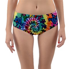 Grateful Dead Bears Tie Dye Vibrant Spiral Reversible Mid-waist Bikini Bottoms by Bedest