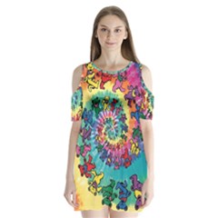 Grateful Dead Bears Tie Dye Vibrant Spiral Shoulder Cutout Velvet One Piece