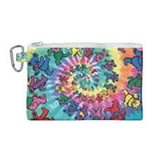 Grateful Dead Bears Tie Dye Vibrant Spiral Canvas Cosmetic Bag (medium) by Bedest