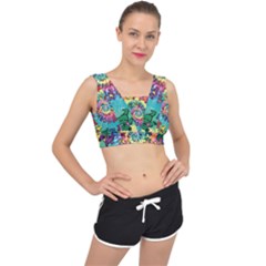 Grateful Dead Bears Tie Dye Vibrant Spiral V-back Sports Bra by Bedest