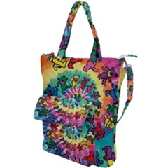 Grateful Dead Bears Tie Dye Vibrant Spiral Shoulder Tote Bag by Bedest