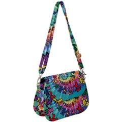 Grateful Dead Bears Tie Dye Vibrant Spiral Saddle Handbag by Bedest